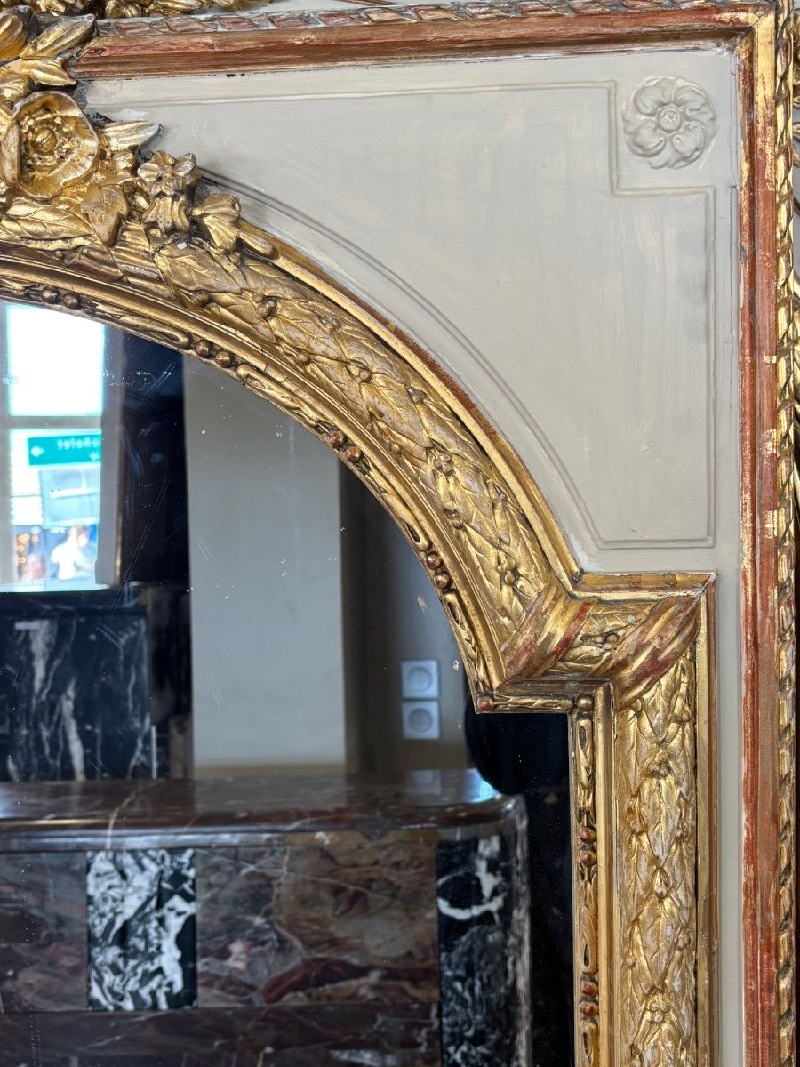 Beautiful Richly Carved Gilded Mirror In Louis XVI Style Dating From The End Of The 19th Century -photo-2