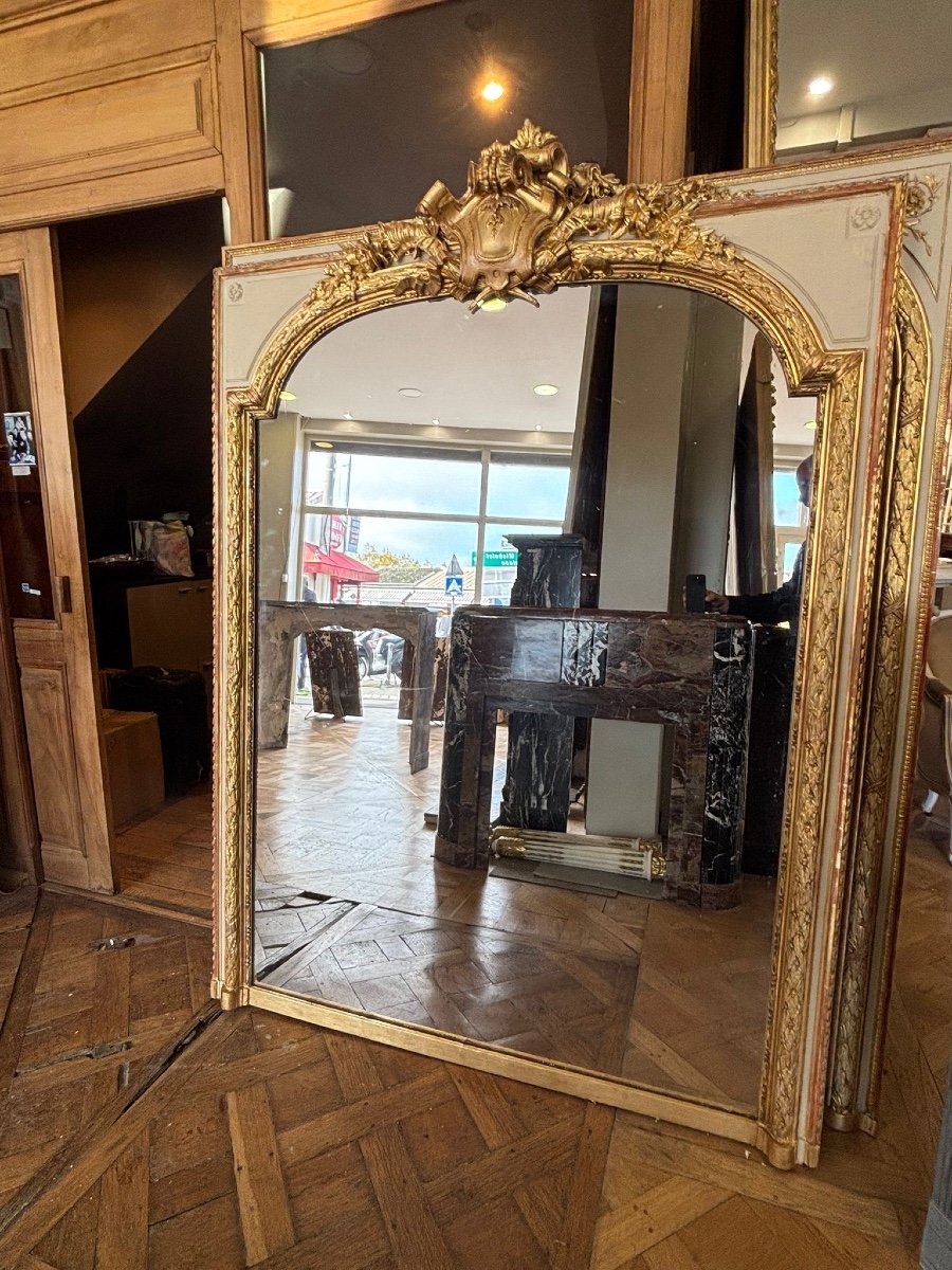 Beautiful Richly Carved Gilded Mirror In Louis XVI Style Dating From The End Of The 19th Century -photo-4