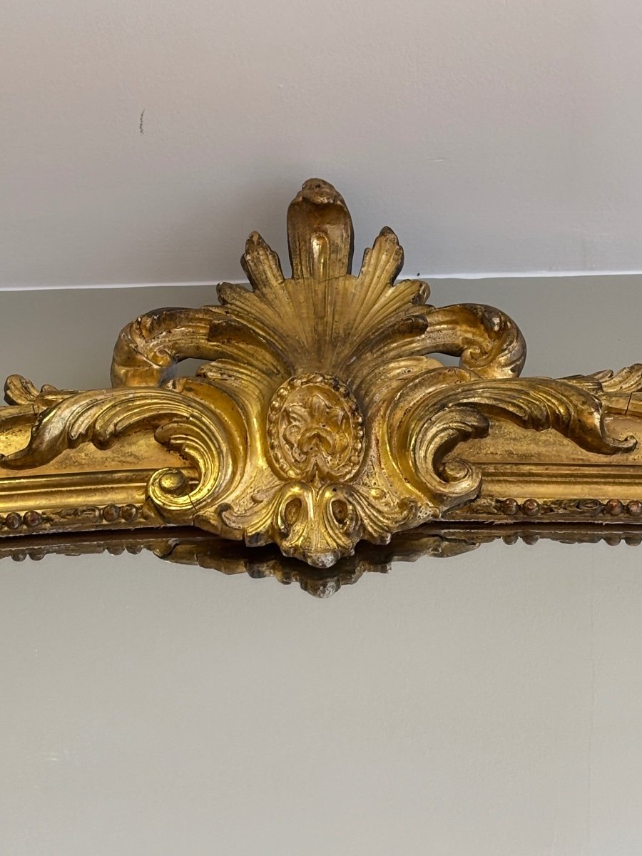 Beautiful Louis XV Style Gilded Fireplace Mirror, 19th Century-photo-2