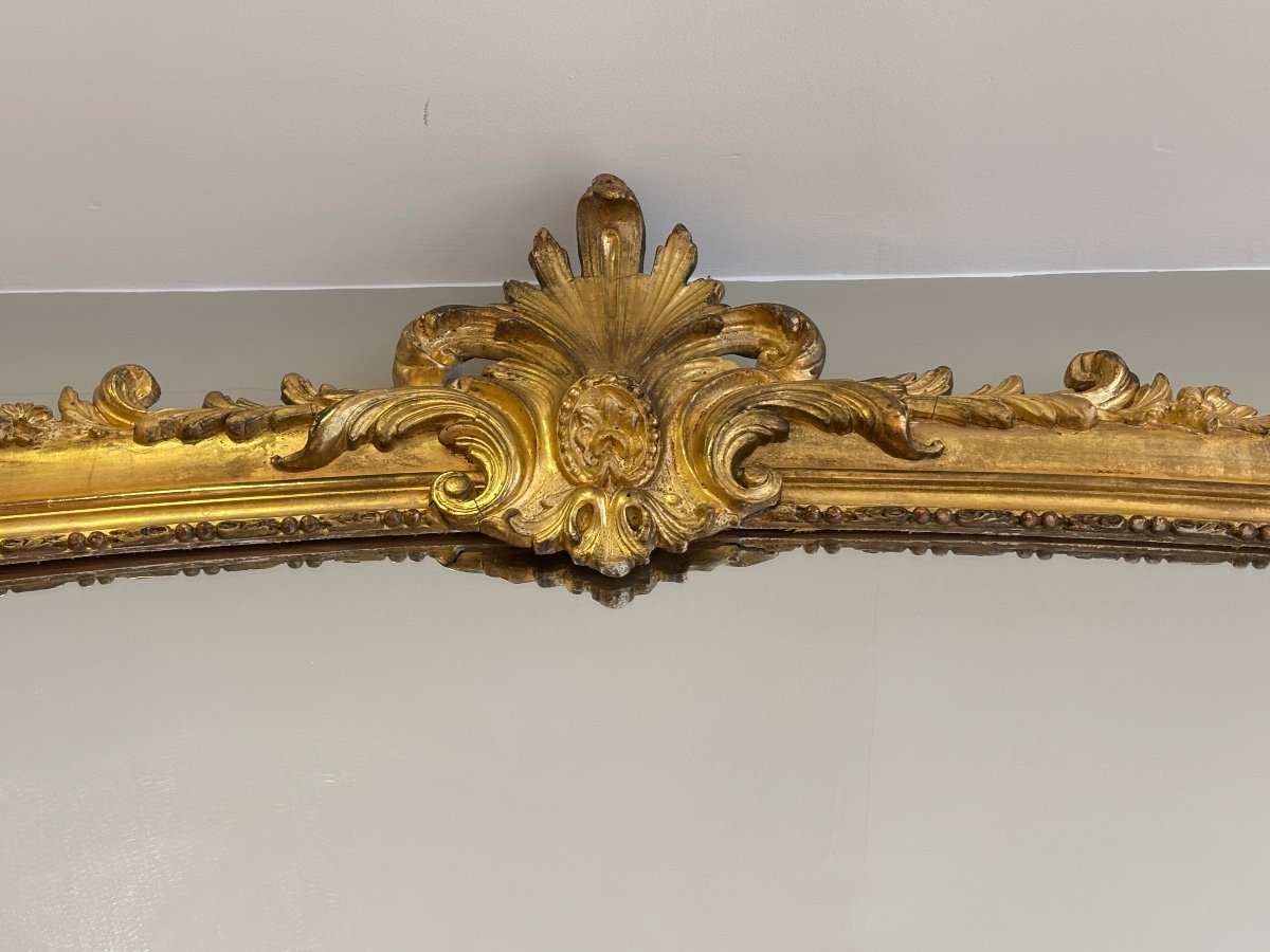 Beautiful Louis XV Style Gilded Fireplace Mirror, 19th Century-photo-3