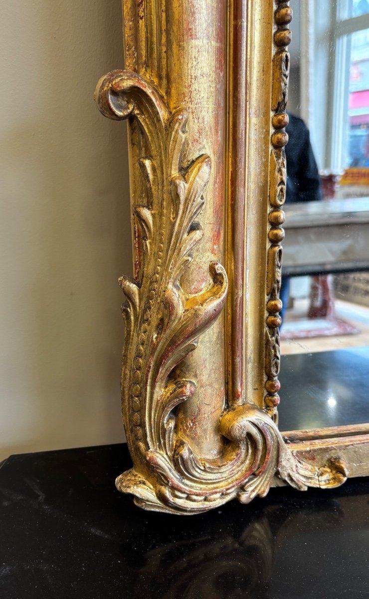 Beautiful Louis XV Style Gilded Fireplace Mirror, 19th Century-photo-2