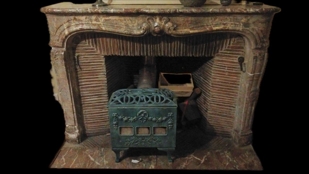 Beautiful Antique Louis XV Period Fireplace Made Of Red Marble 