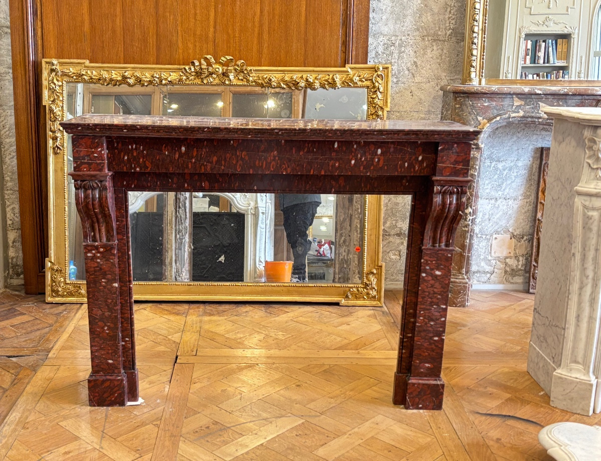 Antique 19th Century Griotte Red Marble Fireplace