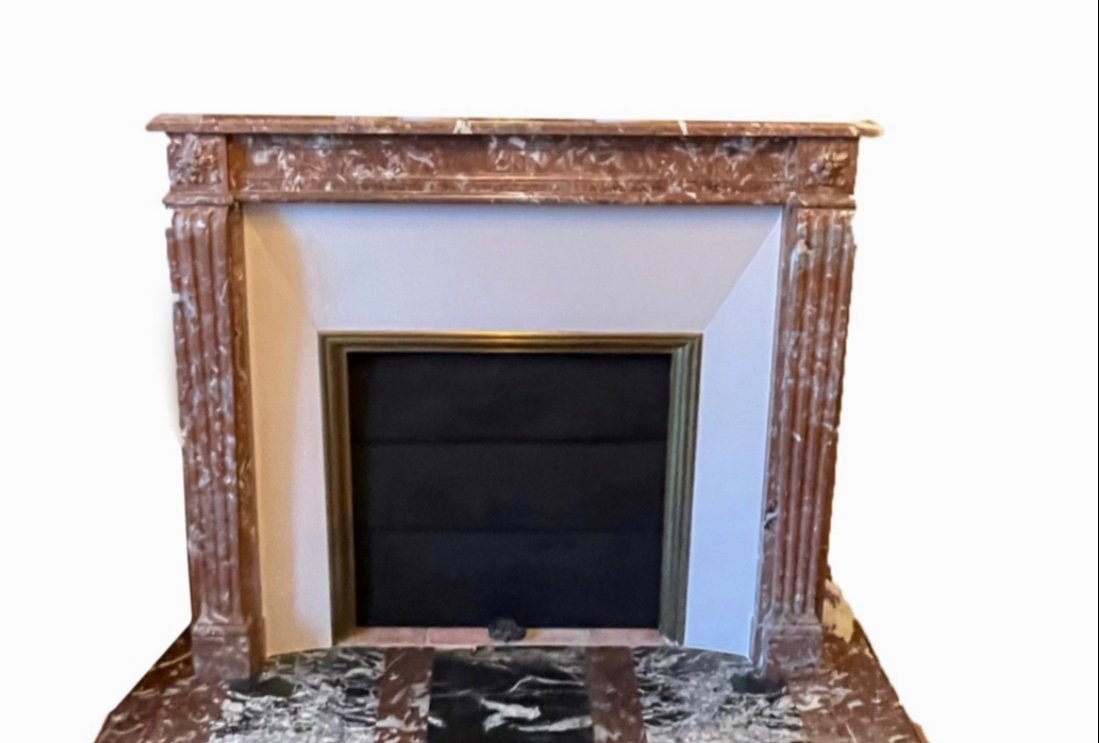 Louis XVI Style Red Marble Fireplace Dating From The End Of The 19th Century 