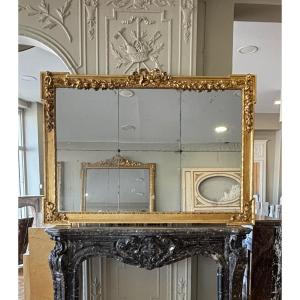 Tres Beau Miroir En Bois Doré  De Style Louis XVI Richement Sculpté  Fin XIXeme 