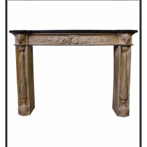 Beautiful Louis XVI Style Terracotta Fireplace End Of XIXth Century With Musical Attributes