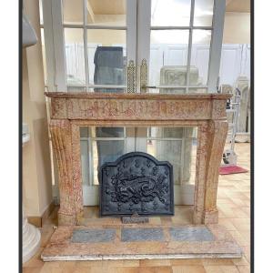 Louis XVI Style Fireplace Made In Yellow Valence Marble Late 19th Century