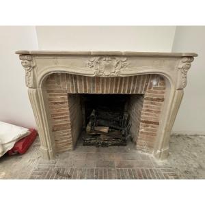 Pretty Louis XV Style Stone Fireplace French Work Made In 1900