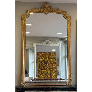 Beautiful Louis XV Style Gilded Fireplace Mirror, 19th Century