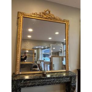 Beautiful Gilded Louis XVI Style Fireplace Mirror Dating From The End Of The 19th Century