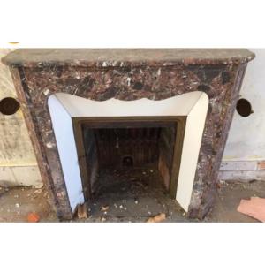 Pretty Small Antique Fireplace In Benou Marble Pompadour Style Plate End Of The 19th Century 