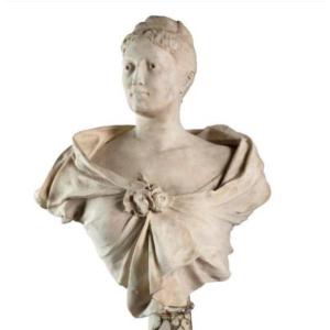 Beautiful Bust Made In White Marble By Lucas Madrassi