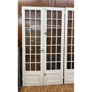 Beautiful Double Pair Of Antique Glass Doors From The 19th Century