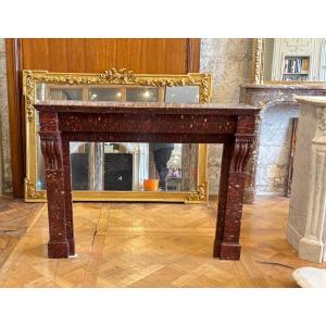 Antique 19th Century Griotte Red Marble Fireplace