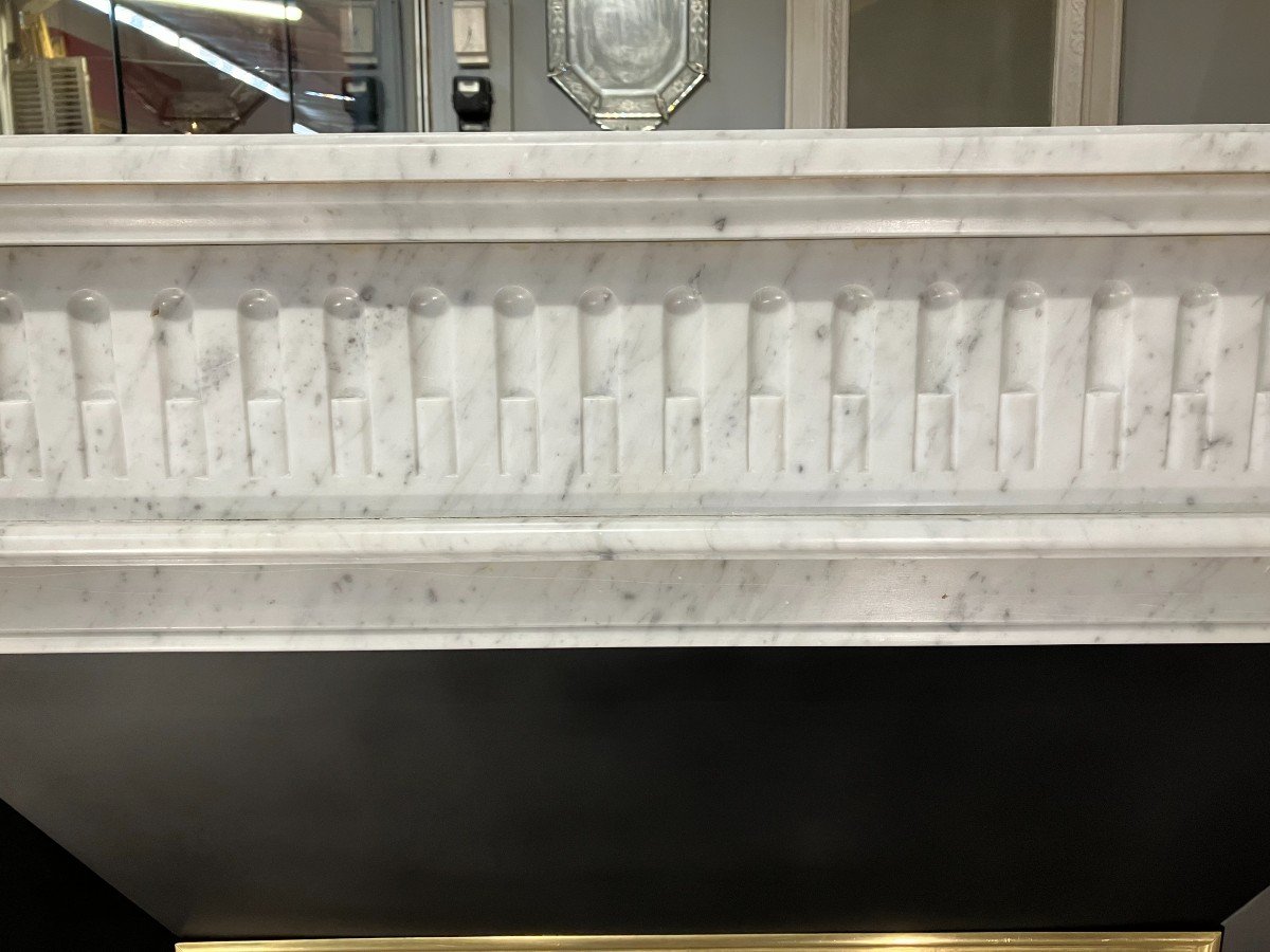 Antique Louis XVI Style Fireplace In White Marble.-photo-2