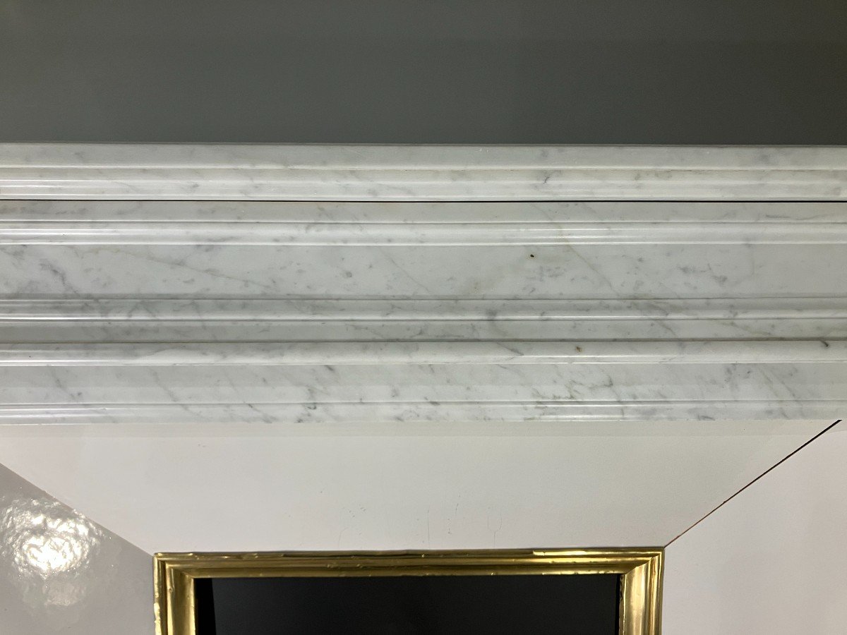 Antique Louis XVI Style Fireplace In White Marble.-photo-2