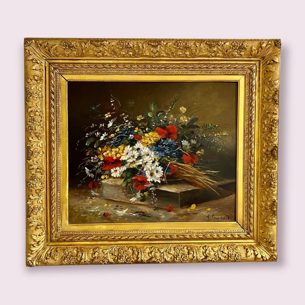 Painting Of Flowers By Henri Cauchois XIX Ieme-photo-2