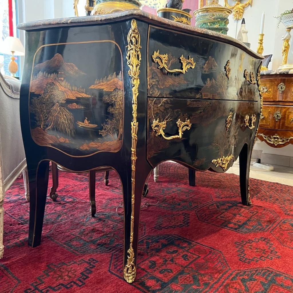 Louis XV Style Saute Commode In Chinese Lacquer Late XIX Ieme-photo-6