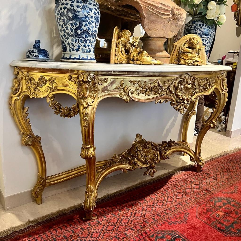 Large Napoleon Ili Ceremonial Console In Golden Wood-photo-3