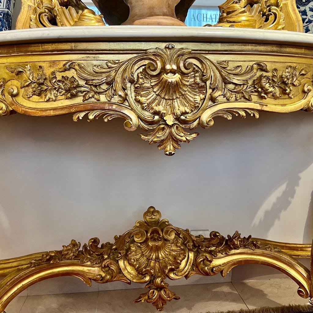 Large Napoleon Ili Ceremonial Console In Golden Wood-photo-2