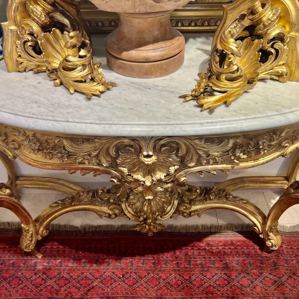 Large Napoleon Ili Ceremonial Console In Golden Wood-photo-4