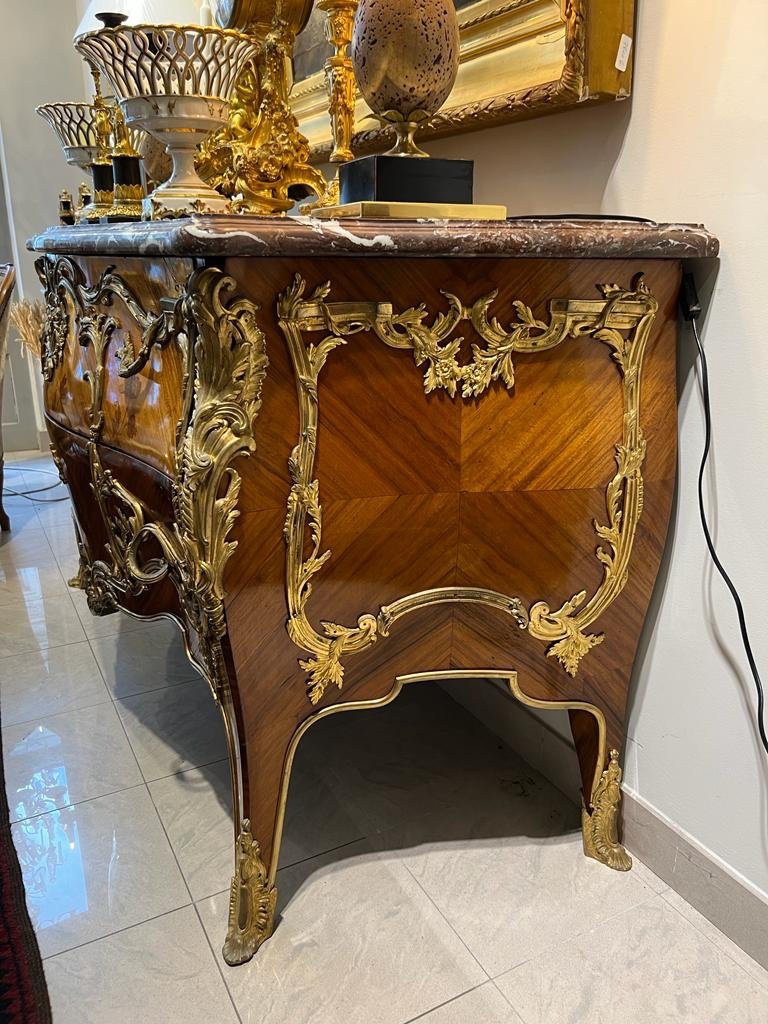 Louis XV Style Dresser In Napoleon Ili Period Marquetry-photo-2