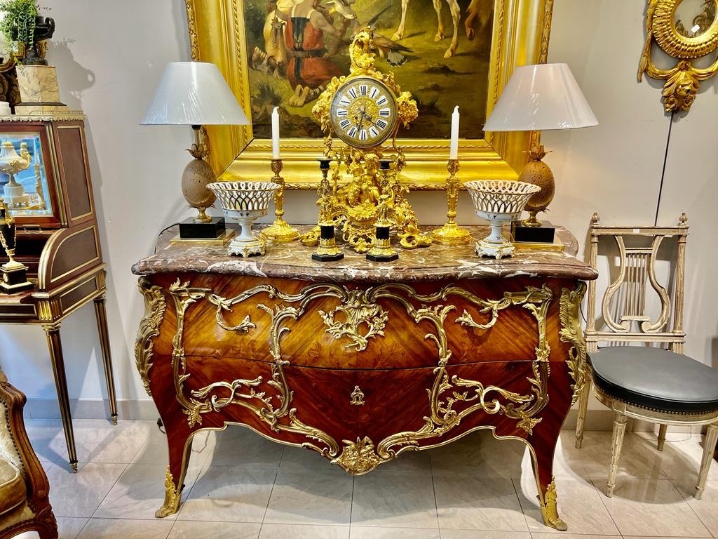 Louis XV Style Dresser In Napoleon Ili Period Marquetry-photo-1