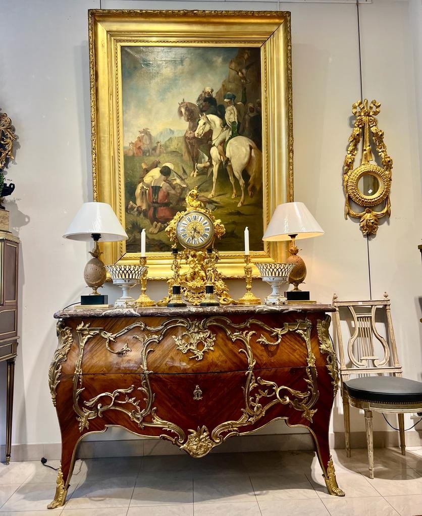 Louis XV Style Dresser In Napoleon Ili Period Marquetry-photo-2