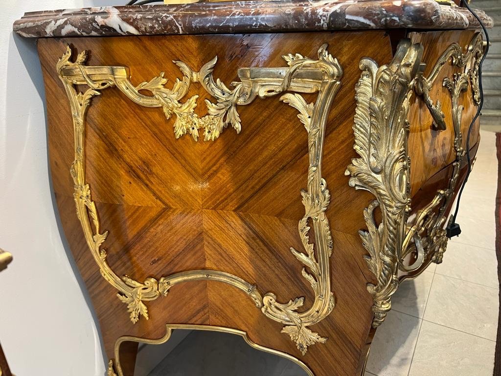 Louis XV Style Dresser In Napoleon Ili Period Marquetry-photo-3