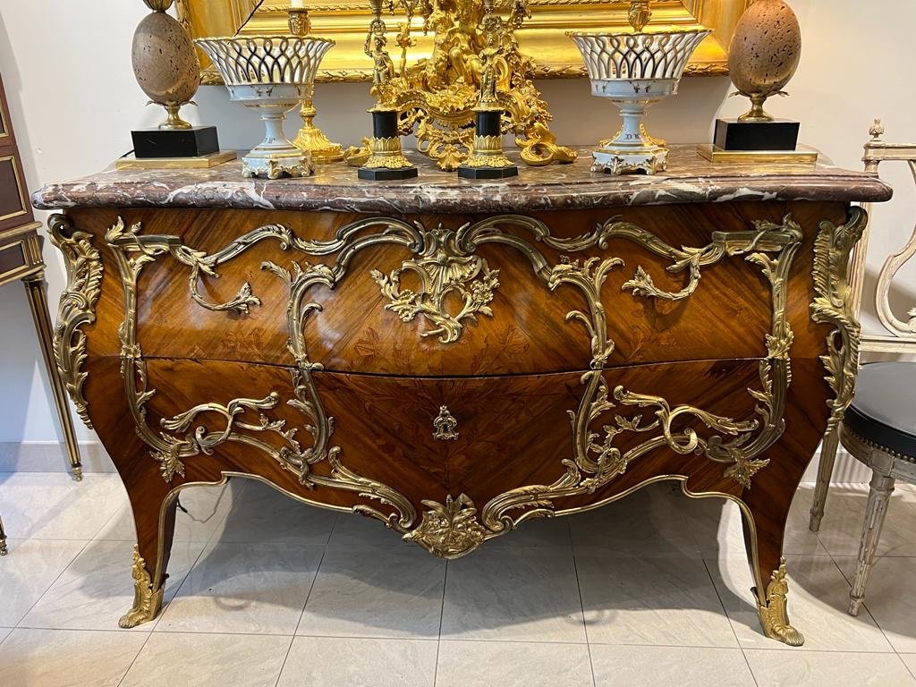 Louis XV Style Dresser In Napoleon Ili Period Marquetry-photo-5