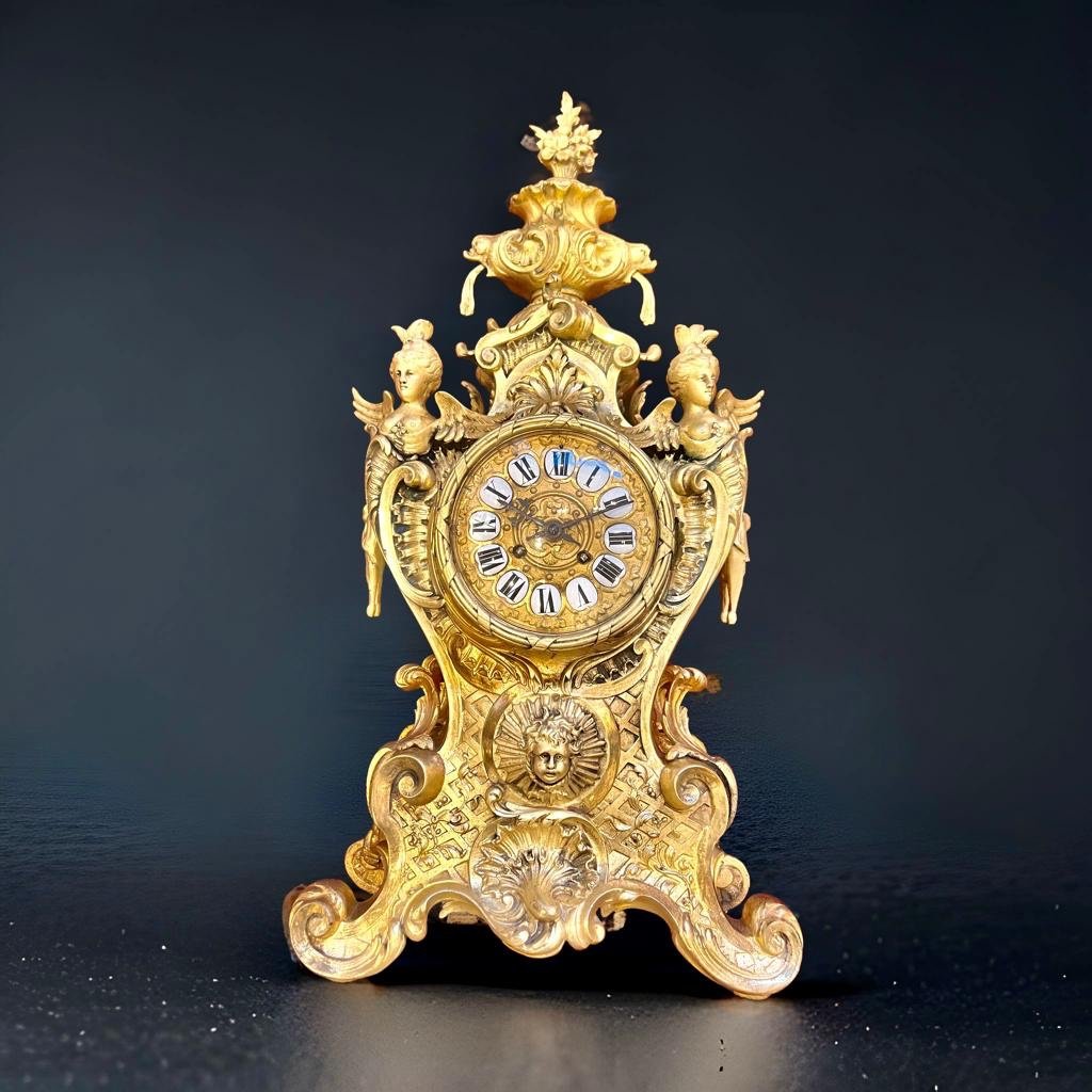 Pendulum With Renown In Gilt Bronze Napoleon III Period-photo-1