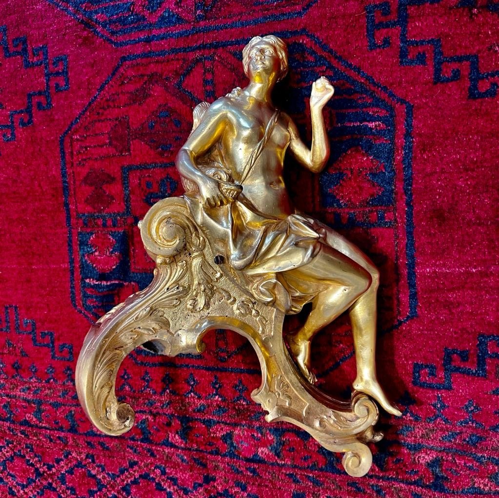 Pair Of Andirons In The Antique In Gilt Bronze From The Eighteenth Century-photo-5