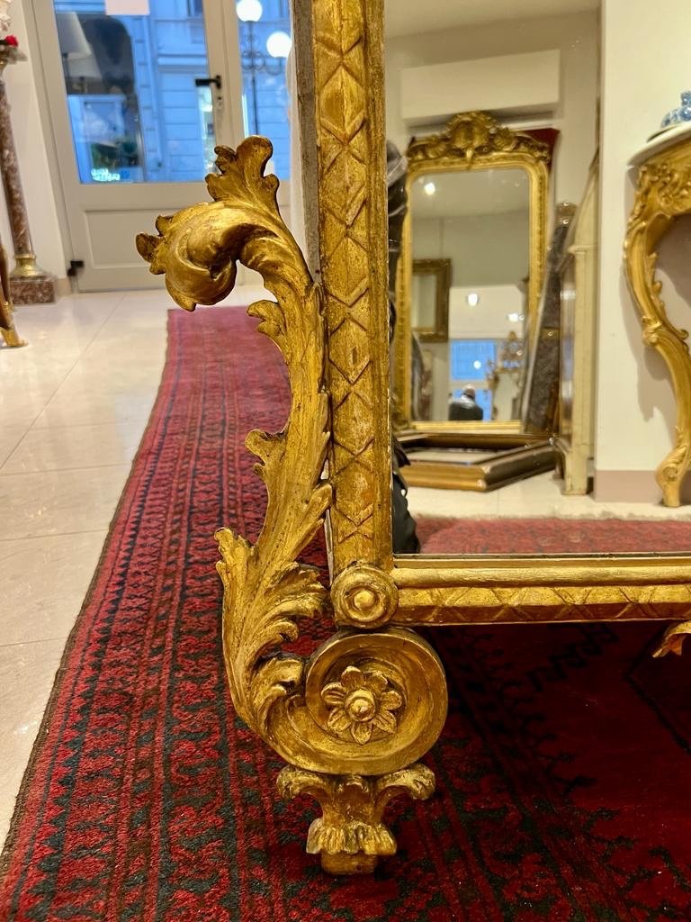 Mirror Between Two In Golden Wood Eighteenth Century Italy-photo-2