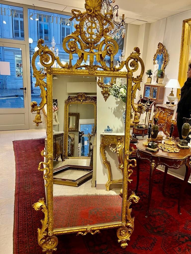 Mirror Between Two In Golden Wood Eighteenth Century Italy-photo-6