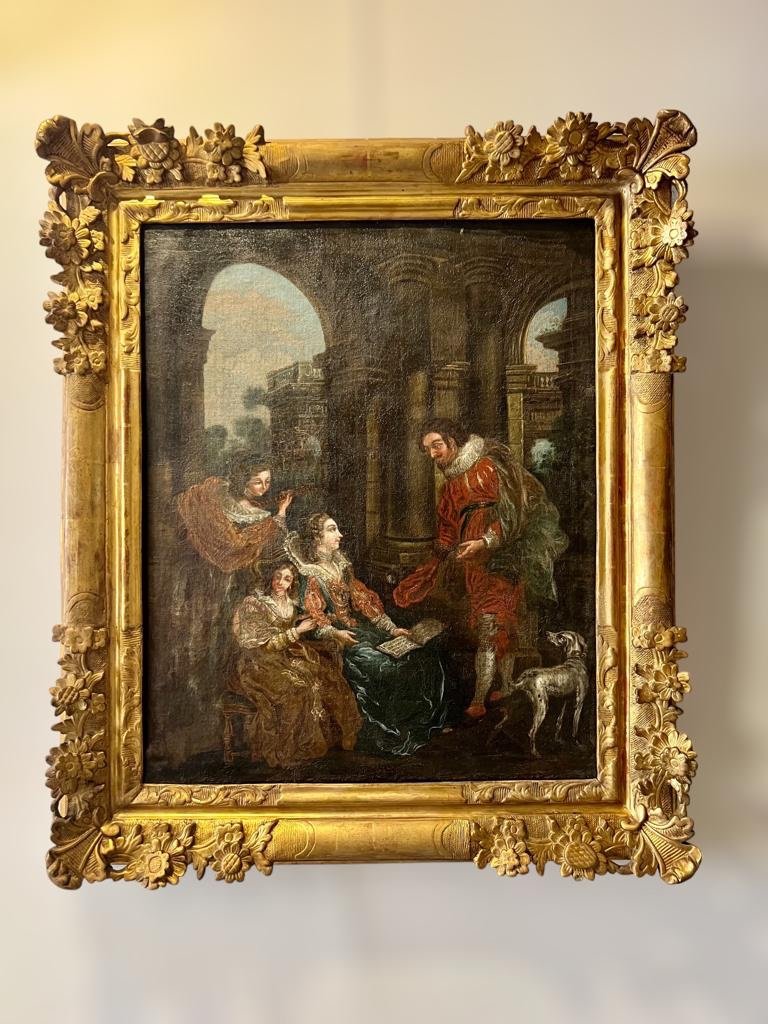 Oil Painting On Canvas Scene Of Courtesans From The Early 18th Century-photo-3