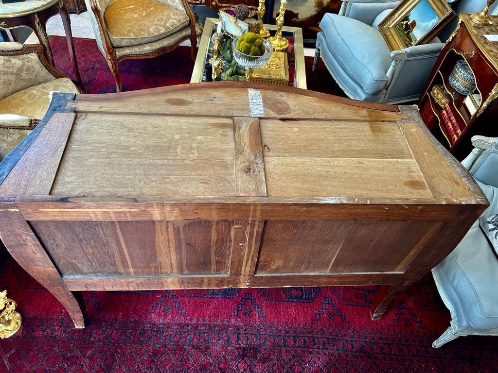 Commode D’apparat En Marqueterie De Fleurs De Style  Louis XV D’époque Fin XIX Ieme -photo-6