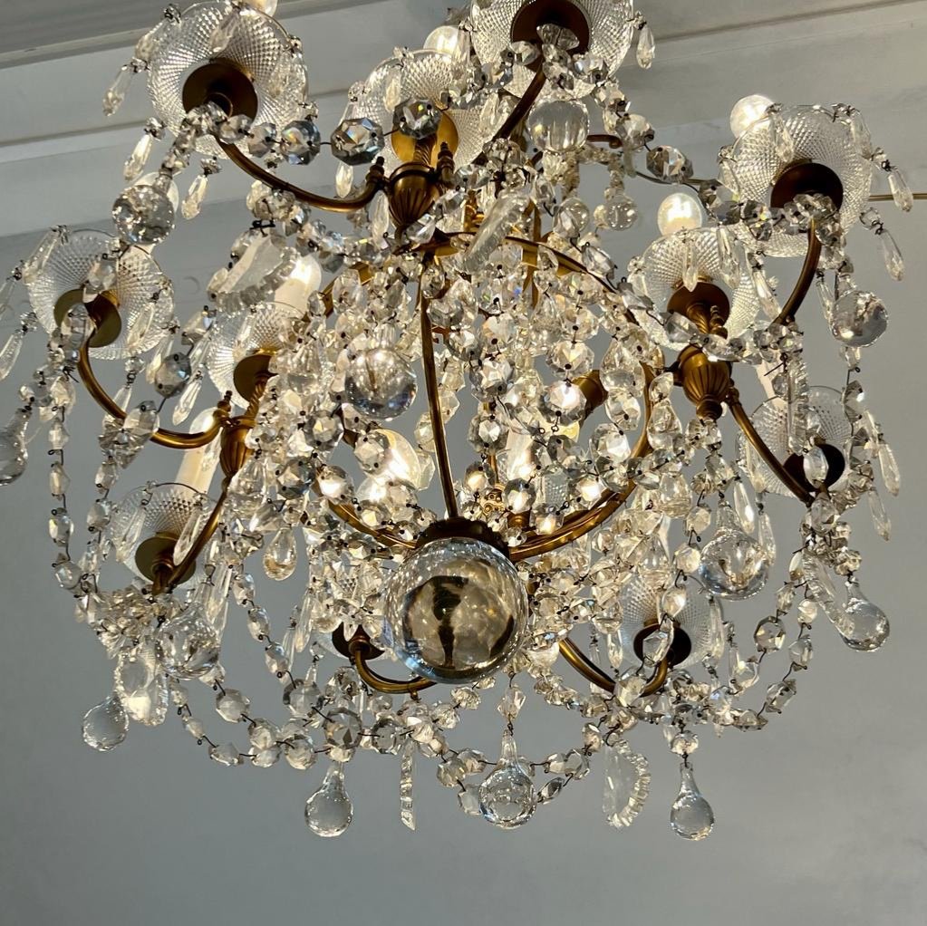 Late 19th Century Chandelier In Baccarat Crystal (signed) With 16 Lights-photo-2