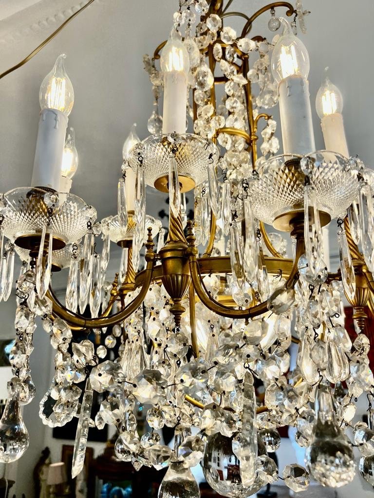 Late 19th Century Chandelier In Baccarat Crystal (signed) With 16 Lights-photo-6