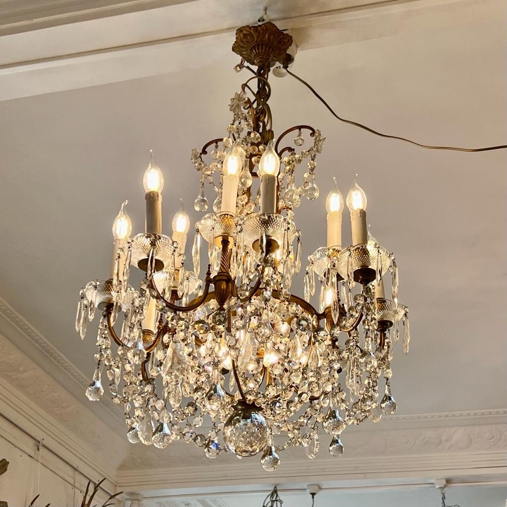 Late 19th Century Chandelier In Baccarat Crystal (signed) With 16 Lights