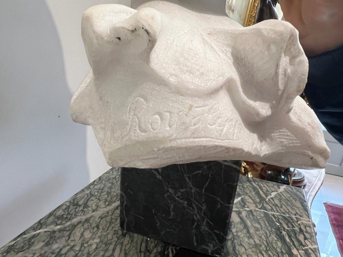 Buste de fillette  en marbre de Carrare  fin XIX ieme -photo-2