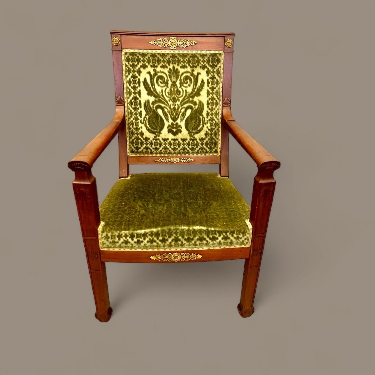 Pair Of Directoire Style Armchairs In Mahogany, 19th Century -photo-2