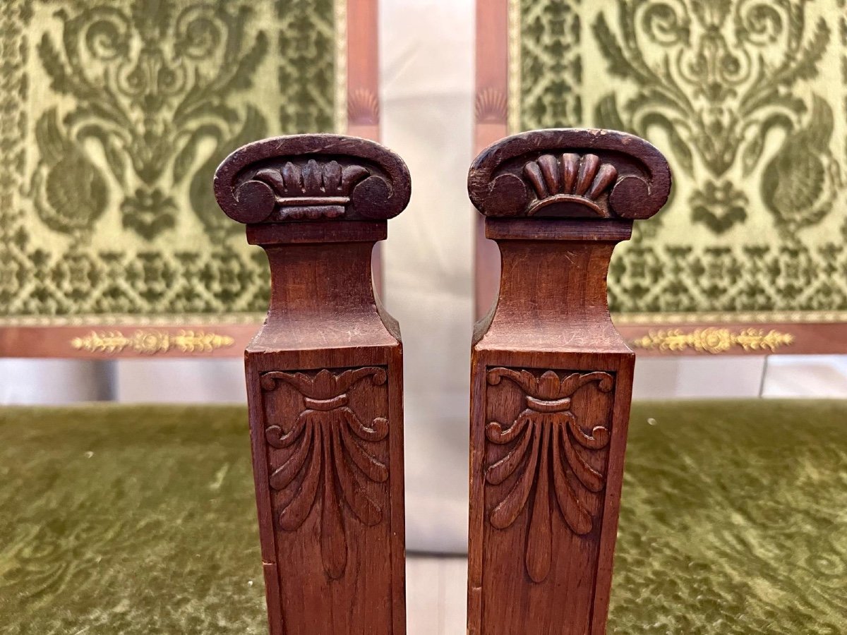 Pair Of Directoire Style Armchairs In Mahogany, 19th Century -photo-3