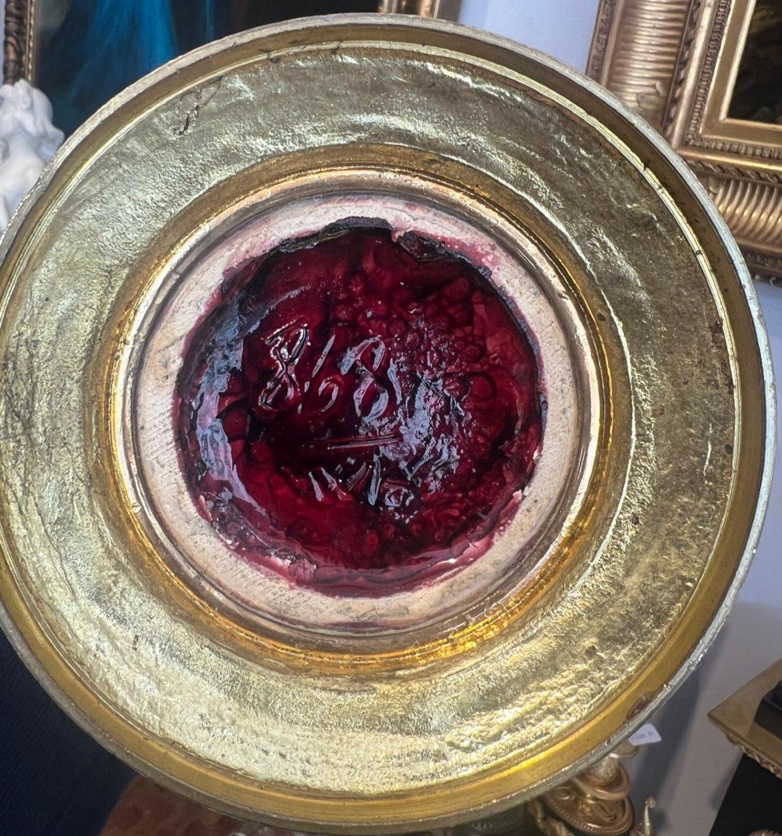 Pair Of Oxblood Red And Gilded Bronze “amphora” Shaped Vases, 19th Century-photo-5