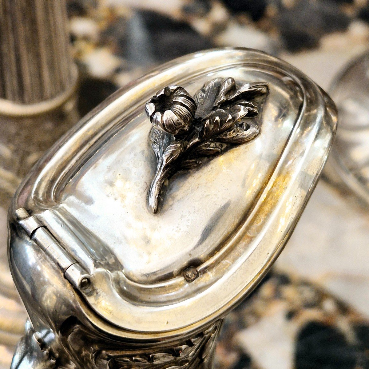 Louis XV Style Crystal And Silver Ewer, Minerva Hallmark, 19th Century-photo-4