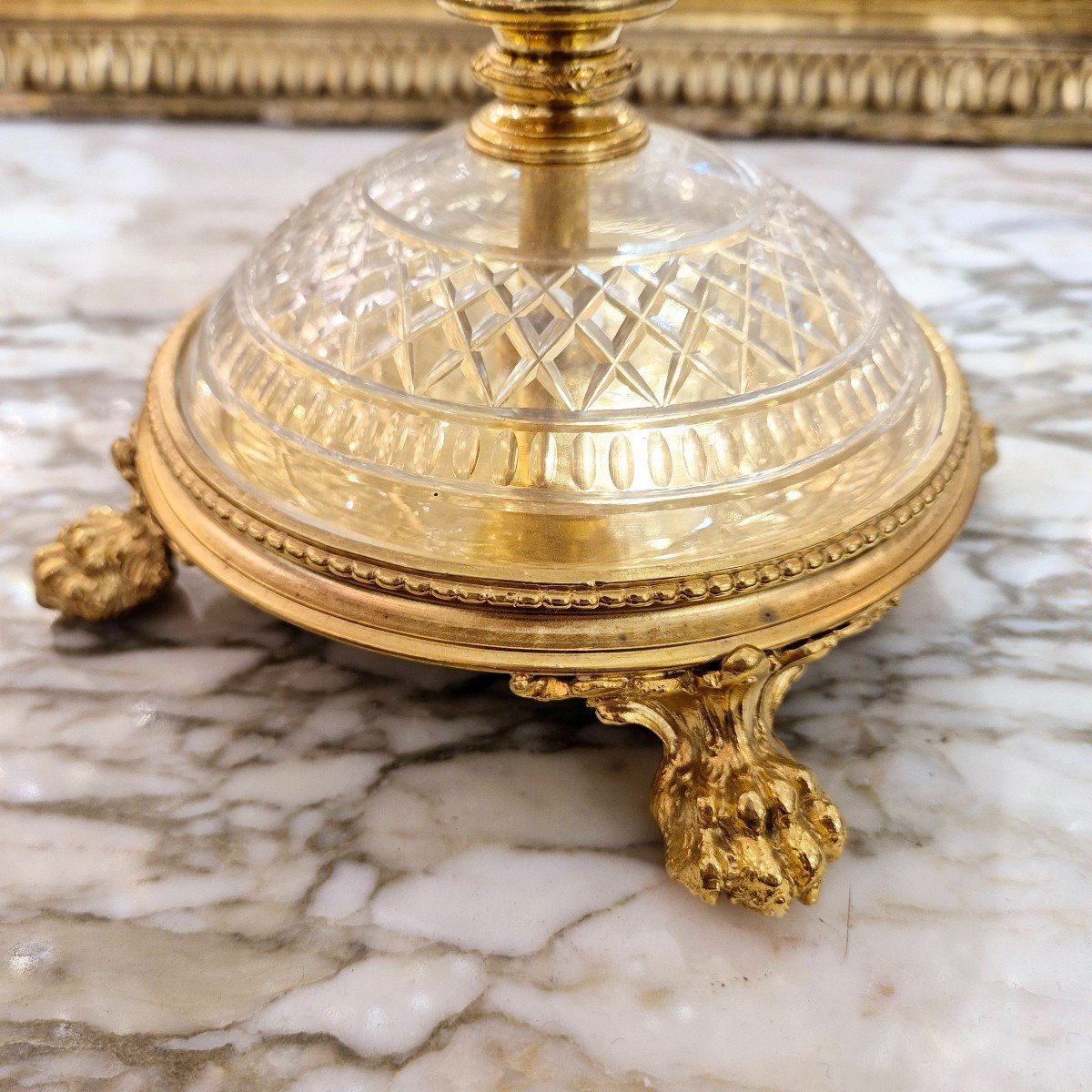 Centre De Table En Cristal Baccarat Monté Sur Bronze Doré Ciselé, 19ème Siècle-photo-4