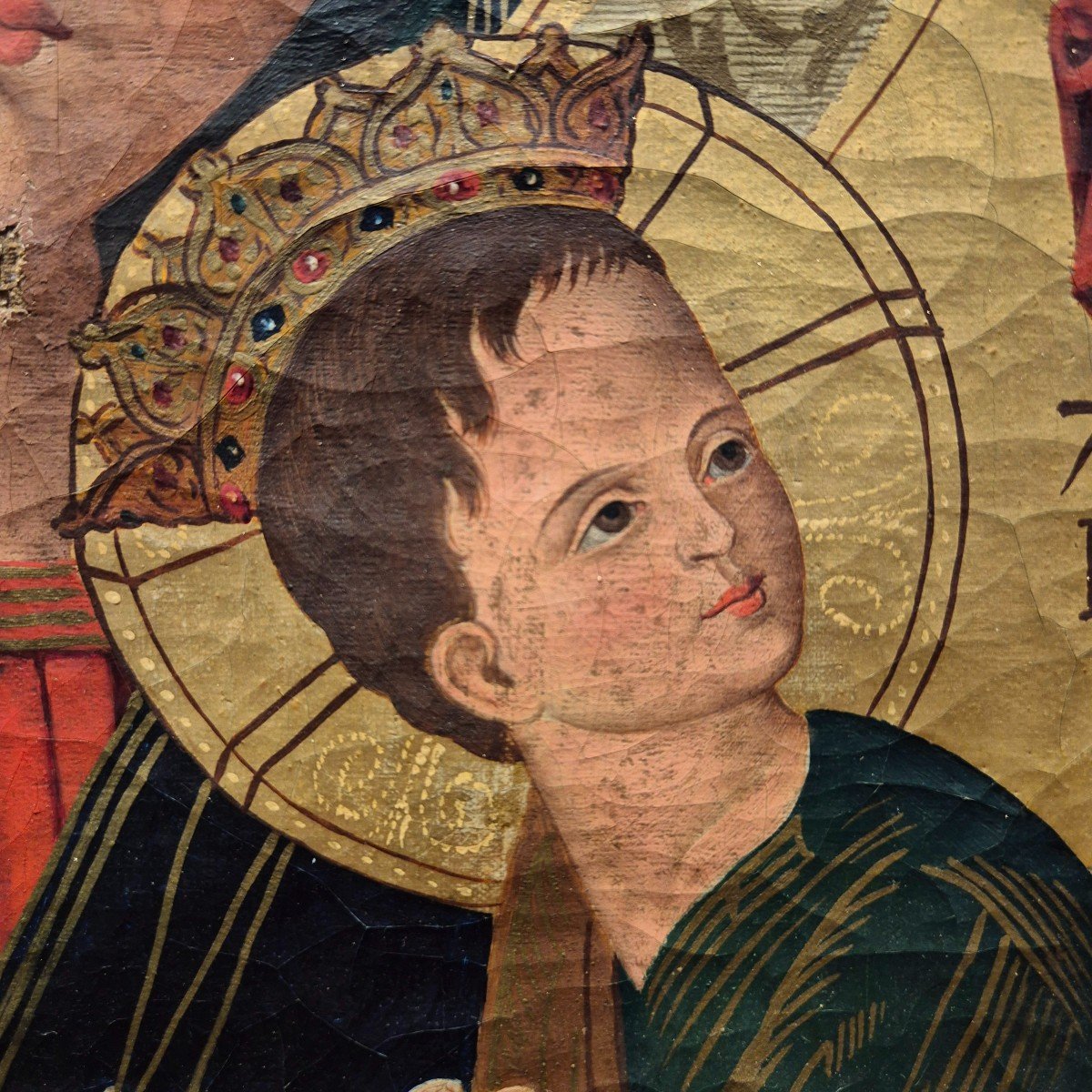 Icon Painting Representing Notre Dame Du Perpétuel Secours, Oil On Canvas, 19th Century-photo-3