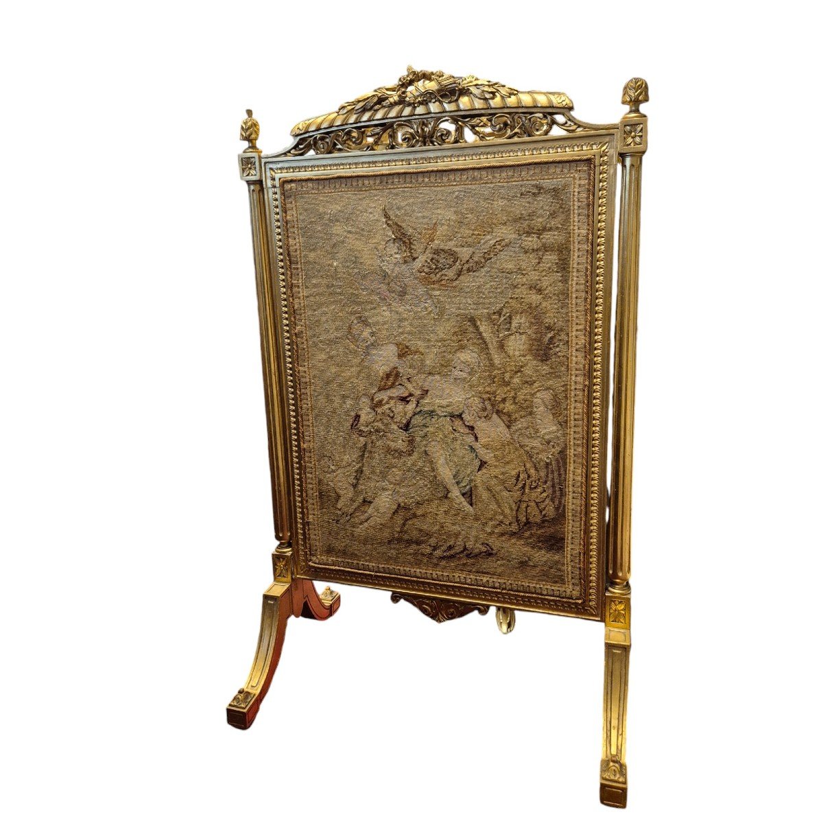 Louis XV Style Molded And Carved Gilded Wood Fire Screen, 19th Century-photo-3