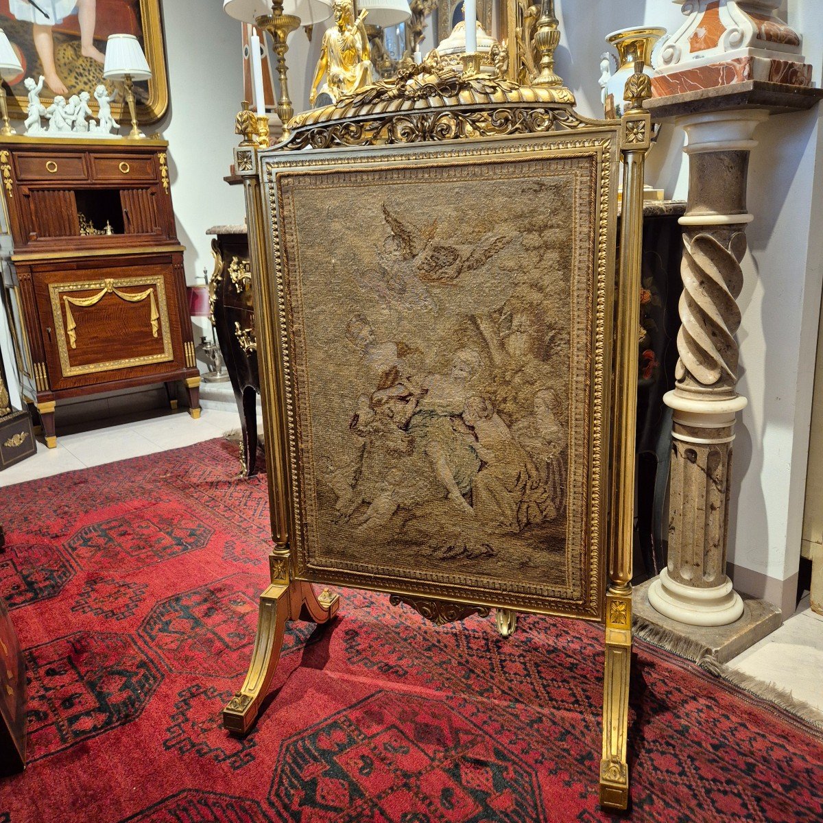 Louis XV Style Molded And Carved Gilded Wood Fire Screen, 19th Century