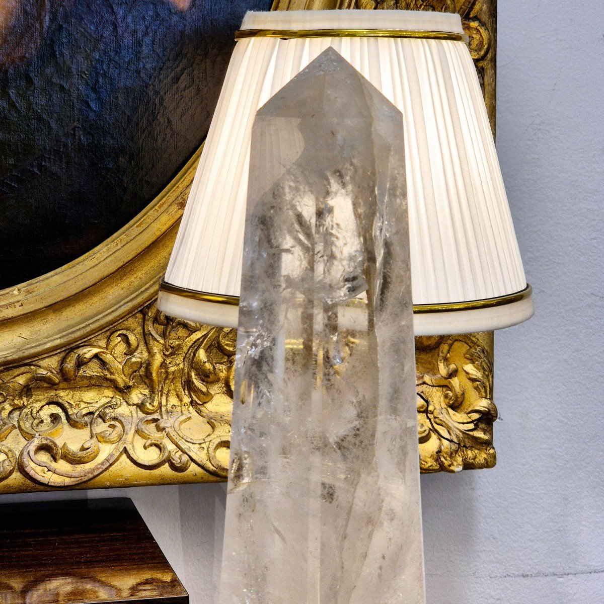 Rock Crystal Obelisk Mounted On A Green Marble And Gilt Bronze Base, 19th Century-photo-3