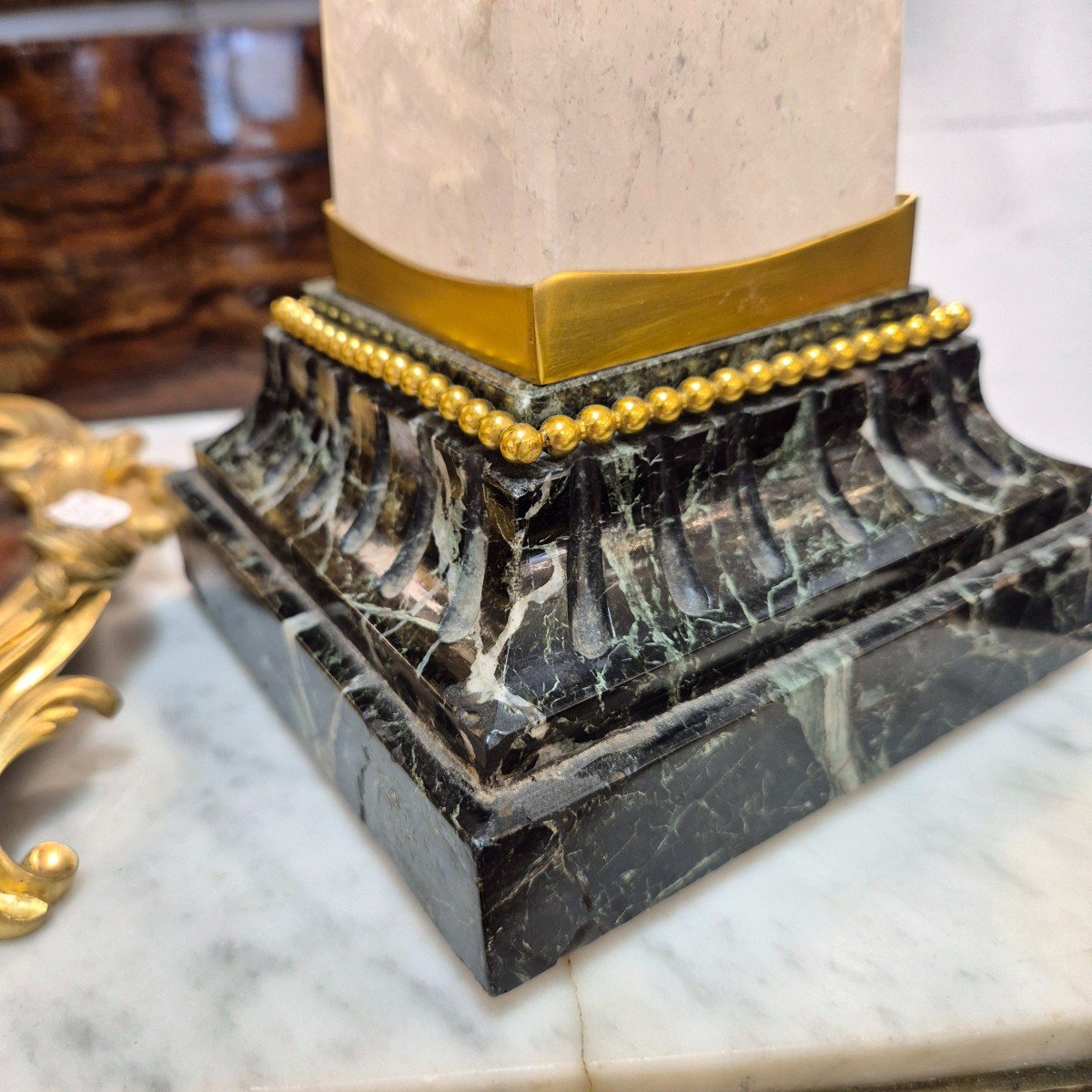 Rock Crystal Obelisk Mounted On A Green Marble And Gilt Bronze Base, 19th Century-photo-3